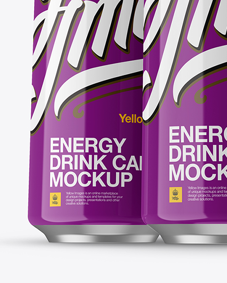 Three 500ml Glossy Aluminium Cans Mockup - Hero Shot - Free Download