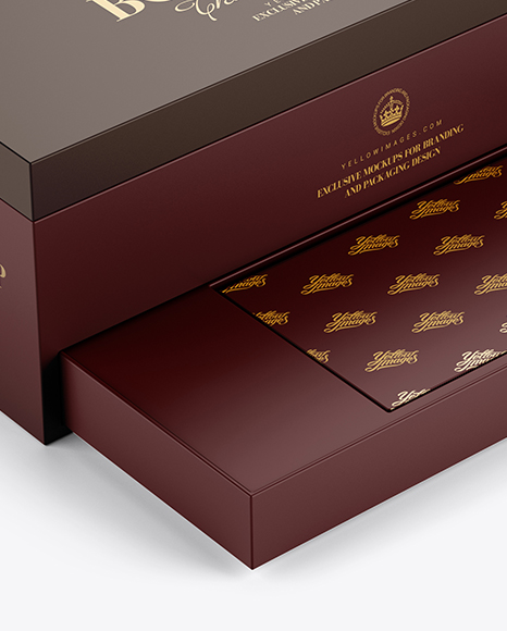 Opened Wine Box Mockup - Halfside View (High-Angle Shot)