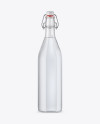 Clear Glass Water Bottle With Clamp Lid Mockup