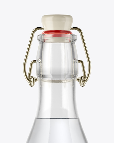 Clear Glass Water Bottle With Clamp Lid Mockup