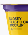 Glossy Plastic Cup with Foil Lid Mockup - Front View