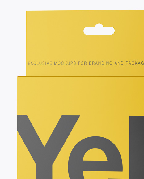 Matte Paper Box with Hang Tab Mockup - Half Side View