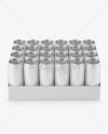 Transparent Pack with 24 Glossy Aluminium Cans Mockup - Front View (High-Angle Shot)