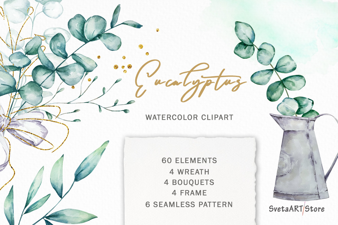 Watercolor Eucalyptus Clipart