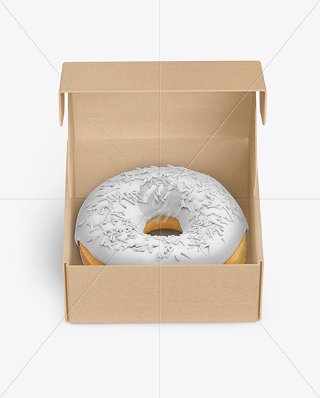 Opened Kraft Box with Donut Mockup