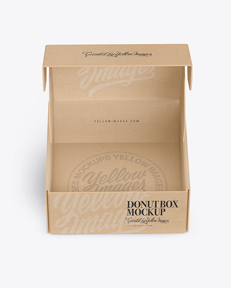 Opened Kraft Box with Donut Mockup