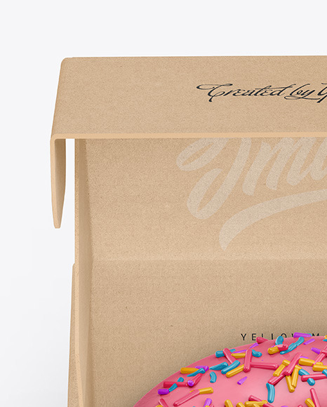 Opened Kraft Box with Donut Mockup