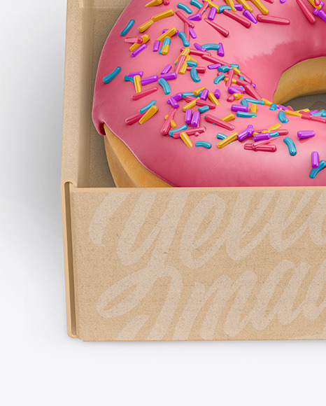 Opened Kraft Box with Donut Mockup