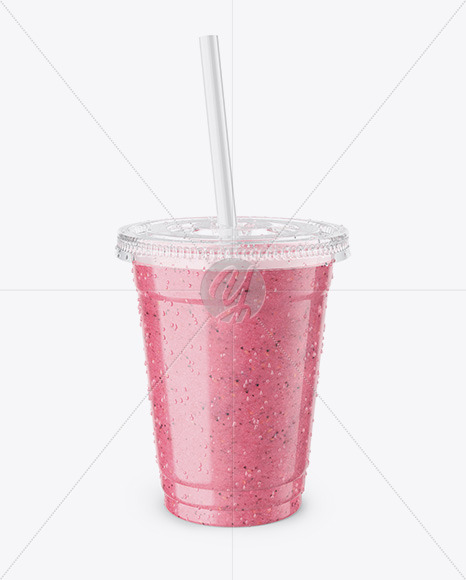 Strawberry Smoothie Cup with Straw