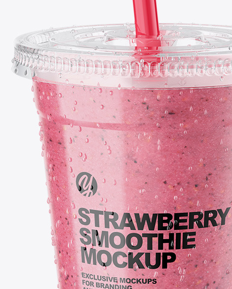 Strawberry Smoothie Cup with Straw