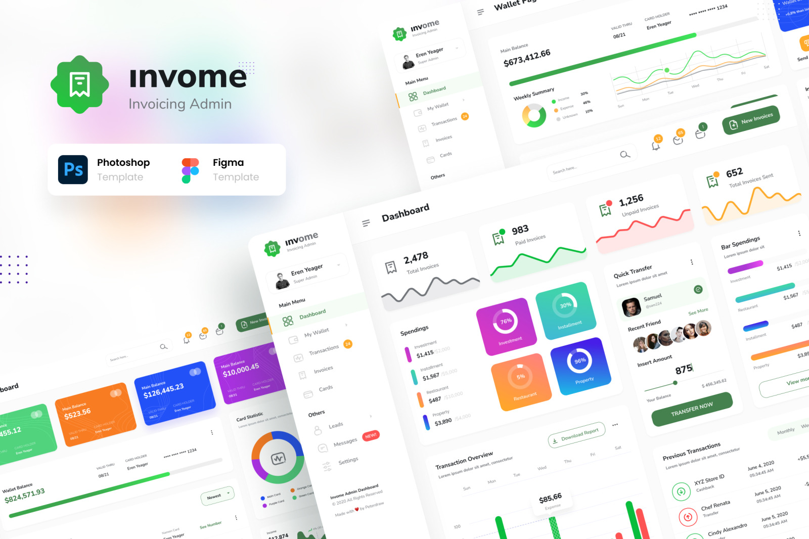 Invome - Invoicing Admin Dashboard Figma and PSD Template