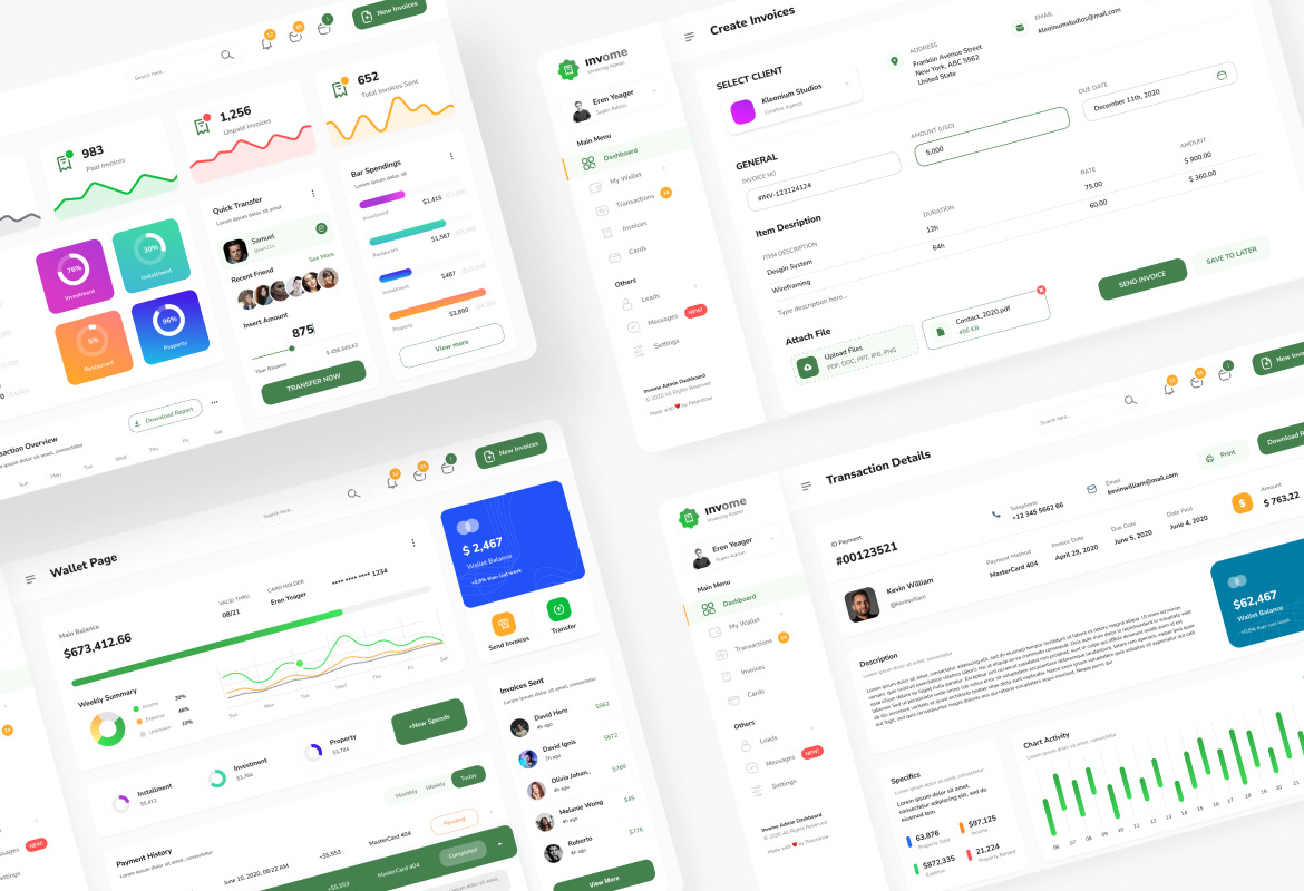 Invome - Invoicing Admin Dashboard Figma and PSD Template