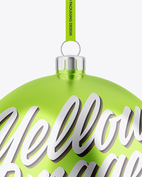 Glossy Metallic Christmas Ball Mockup