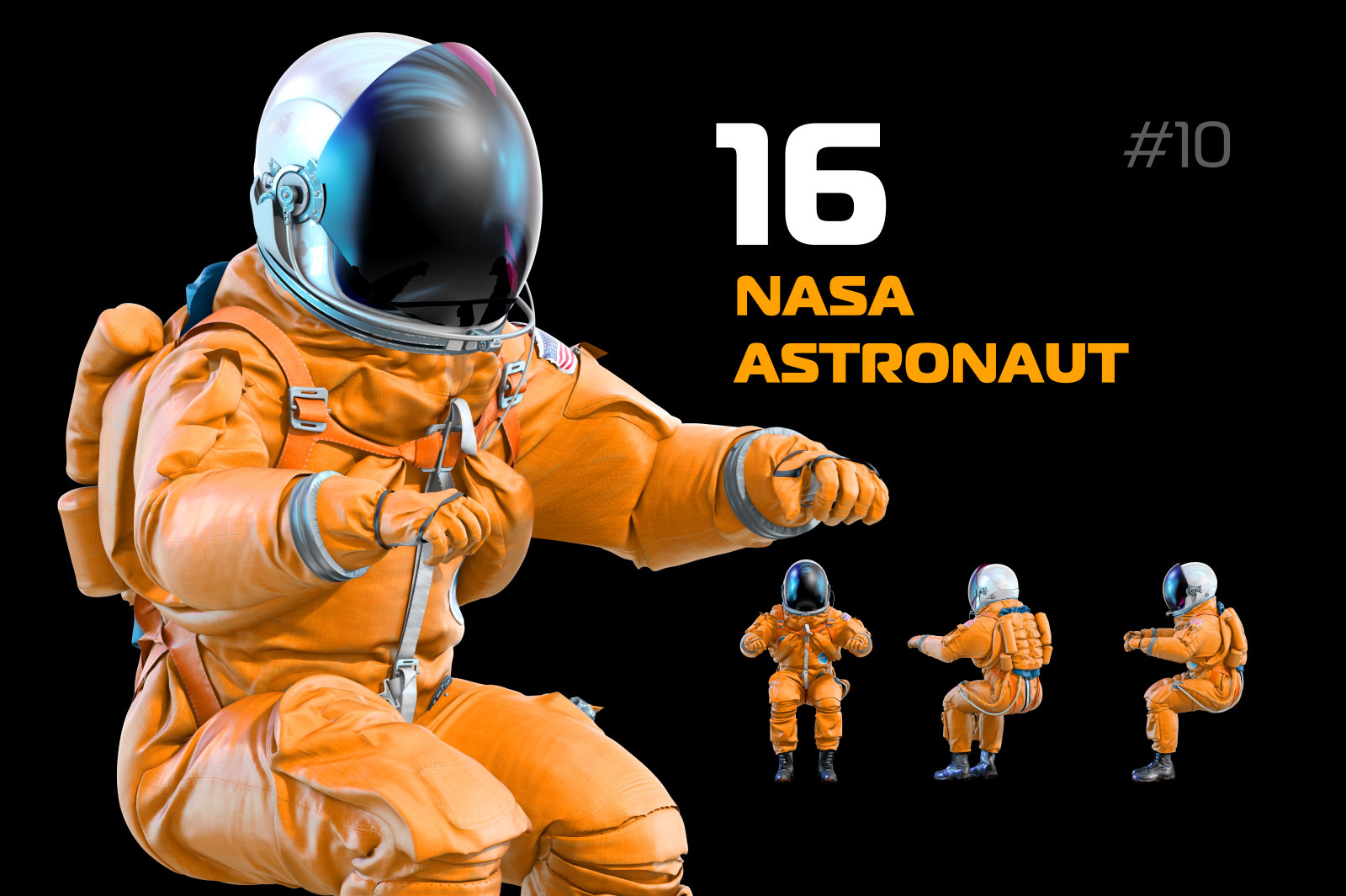 PSD Mockup 3D model NASA Astronaut #10 PSD Mockup 3D model NASA Astronaut #10