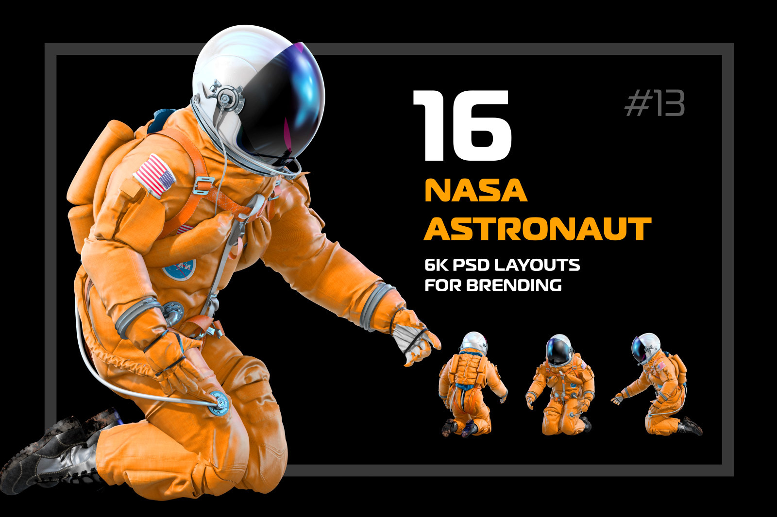 PSD Mockup 3D model NASA Astronaut #13