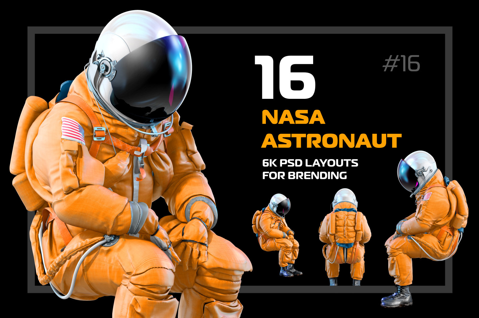 PSD Mockup 3D model NASA Astronaut #16