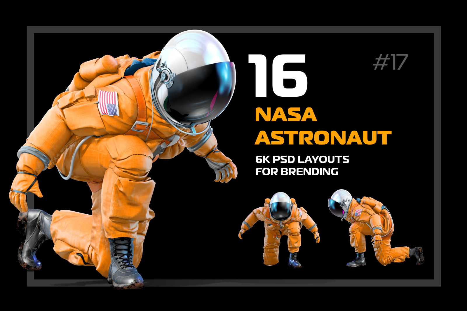 PSD Mockup 3D model NASA Astronaut #17 PSD Mockup 3D model NASA Astronaut #17