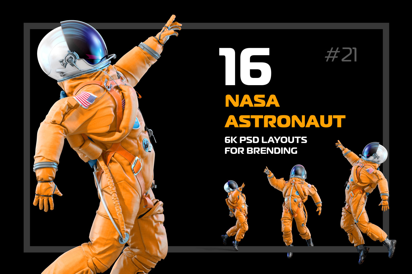 PSD Mockup 3D model NASA Astronaut #21 PSD Mockup 3D model NASA Astronaut #21
