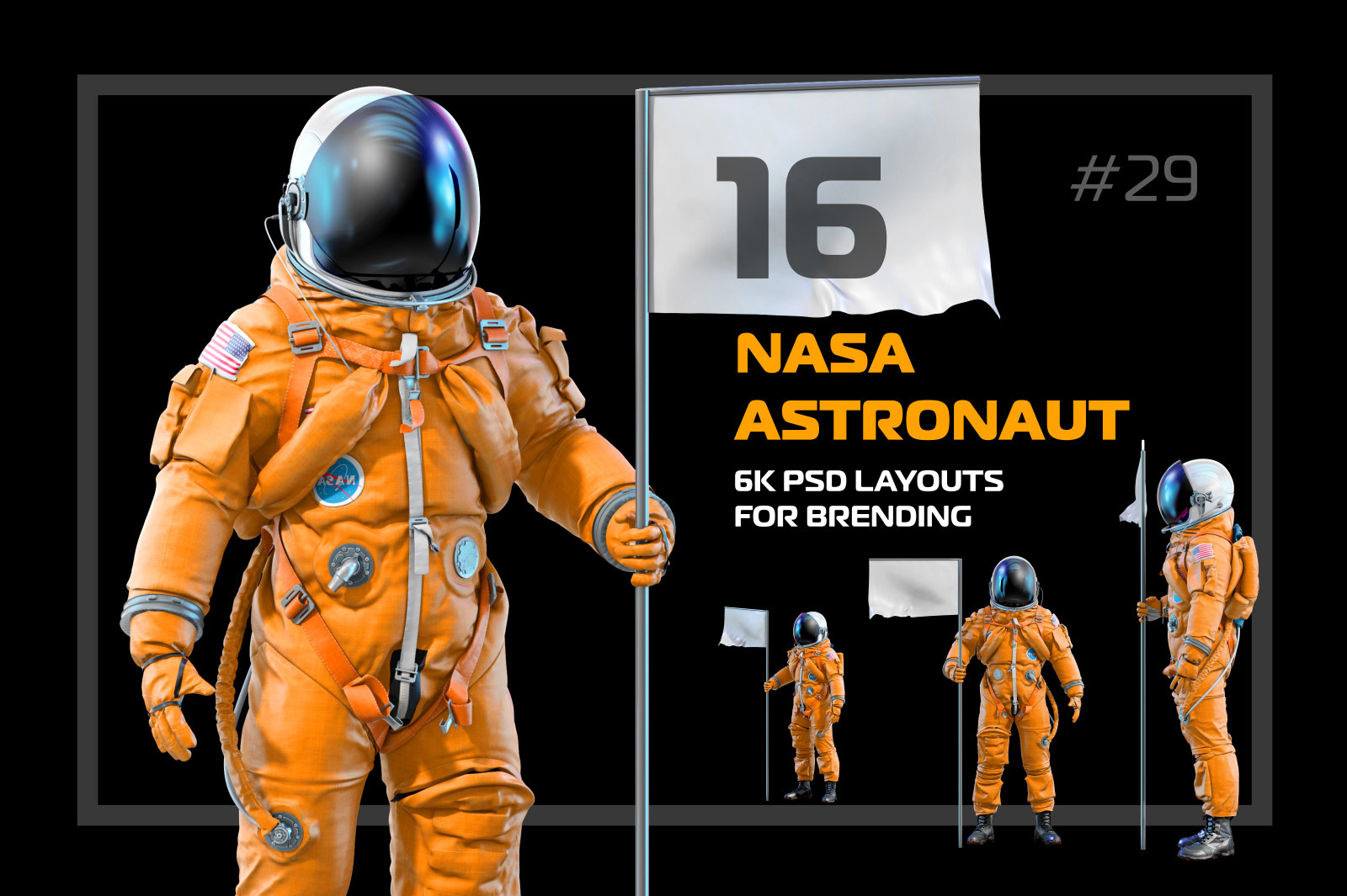 PSD Mockup 3D model NASA Astronaut #29