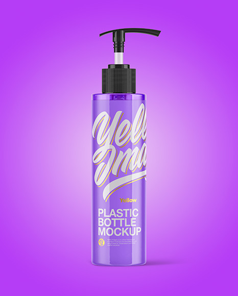 Colored Cosmetic Bottle with Pump Mockup