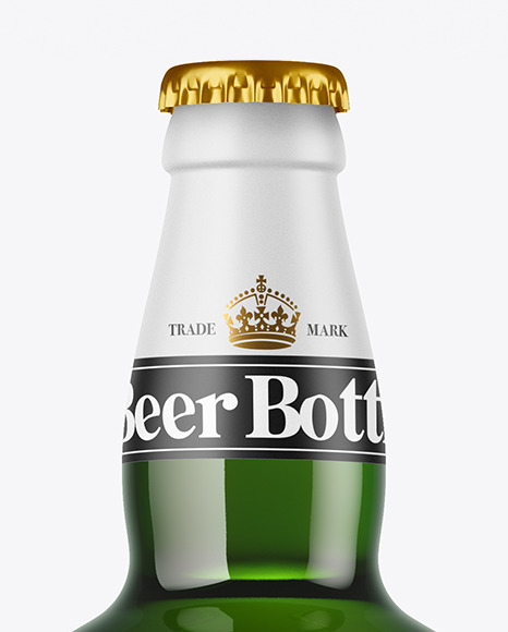 Green Glass Beer Bottle Mockup