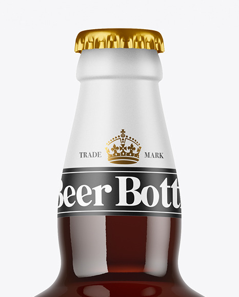 Dark Amber Glass Beer Bottle Mockup