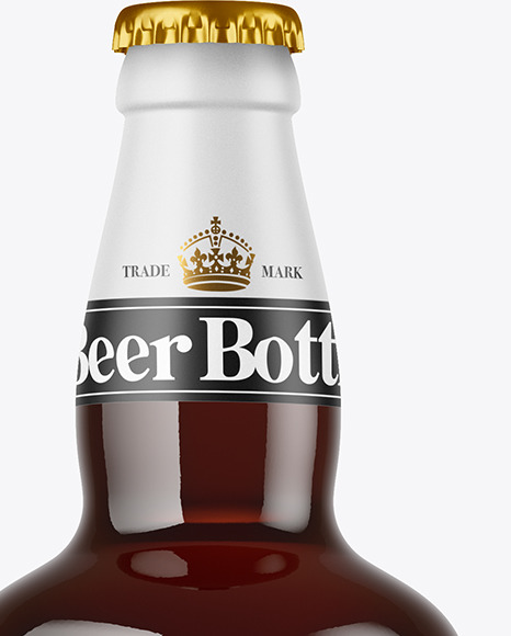 Dark Amber Glass Beer Bottle Mockup