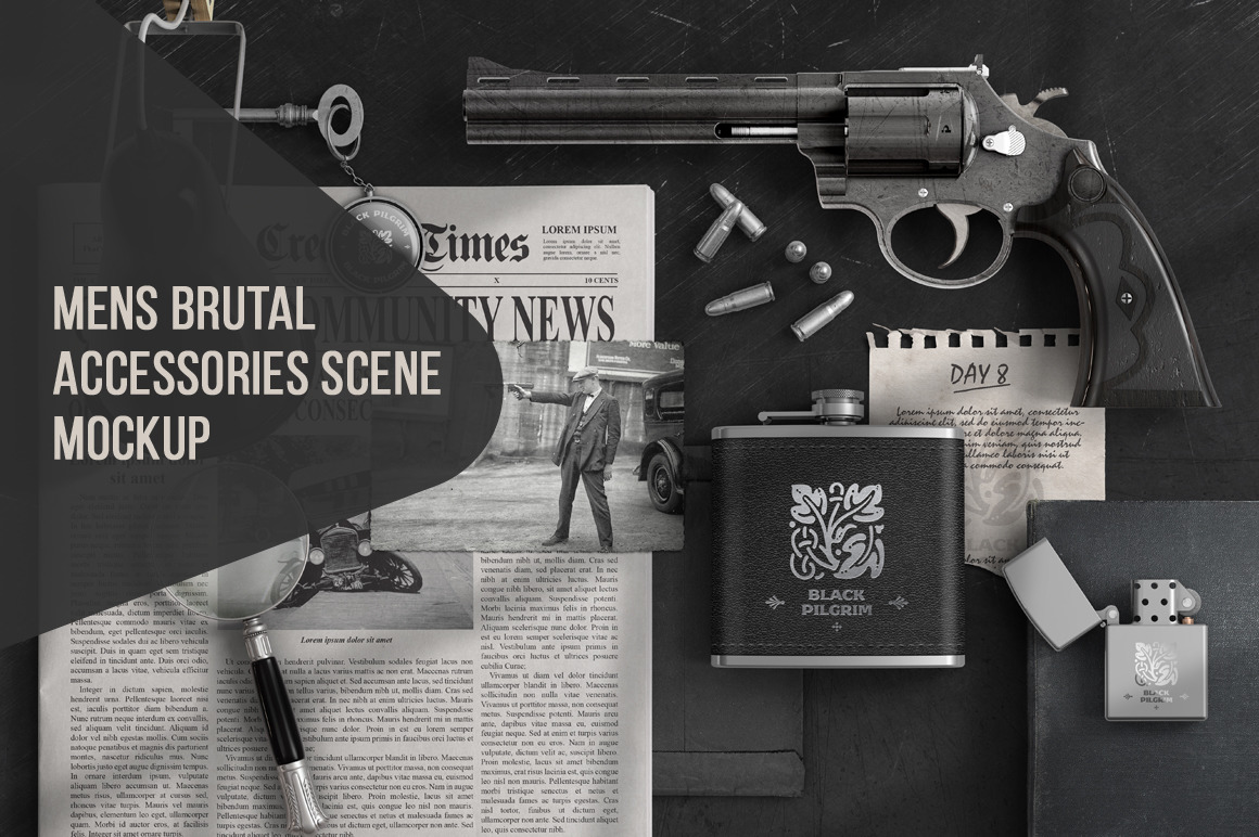 Mens Brutal Accessories Scene Mockup Mens Brutal Accessories Scene Mockup