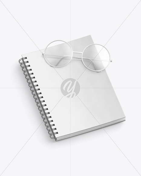 Matte Notebook with Glasses Mockup