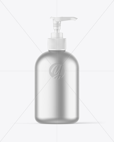 Matte Metallic Bottle w/ Open Pump Mockup