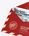 Textured Envelope w/ Postcard Mockup