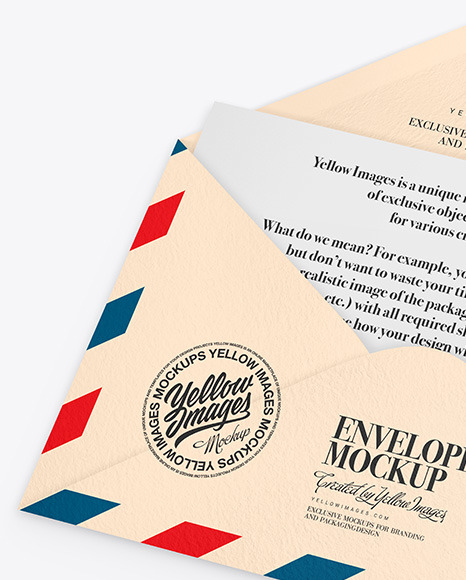 Textured Envelope w/ Postcard Mockup