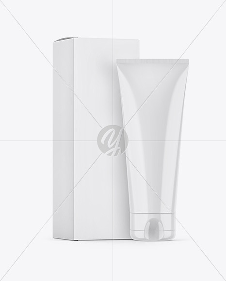 Paper Box W/ Glossy Tube Mockup