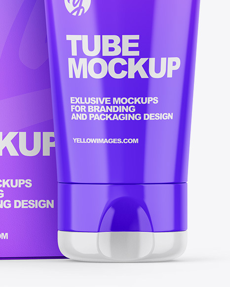 Paper Box W/ Glossy Tube Mockup