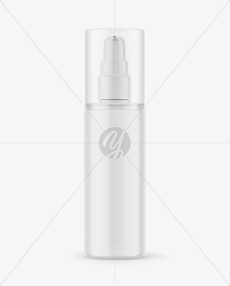 Glossy Cosmetic Bottle with Pump Mockup