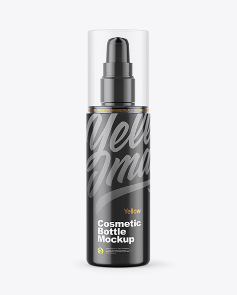 Glossy Cosmetic Bottle with Pump Mockup