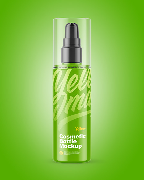 Glossy Cosmetic Bottle with Pump Mockup