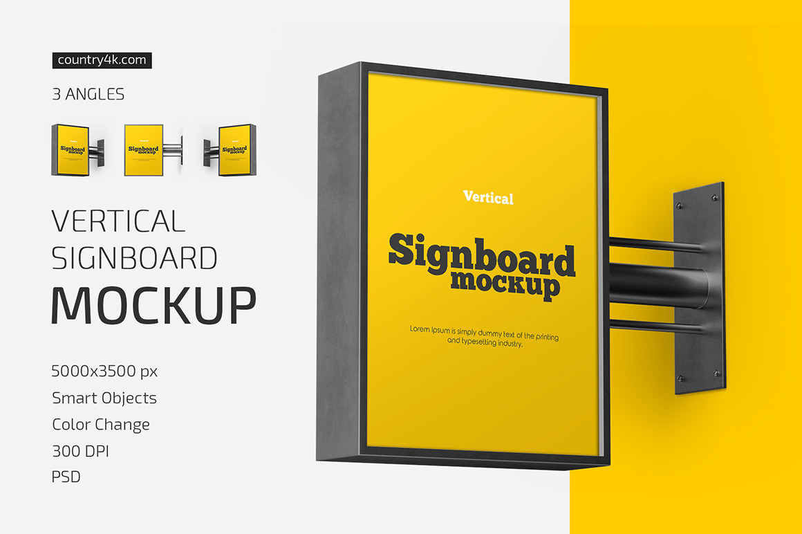 Vertical Signboard Mockup Set