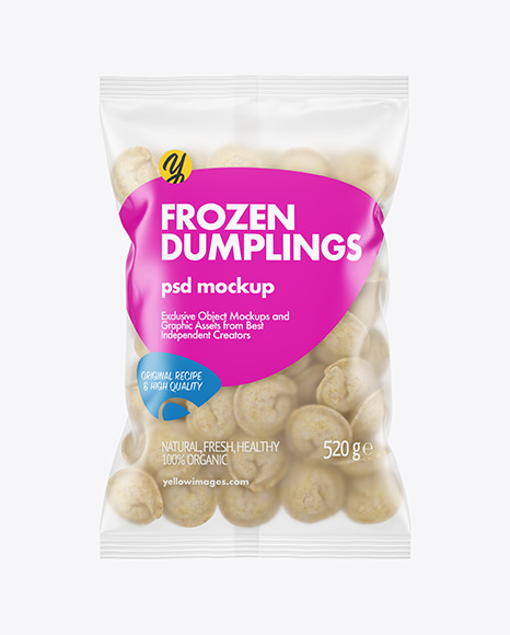 Matte Plastic Bag With Dumplings Mockup