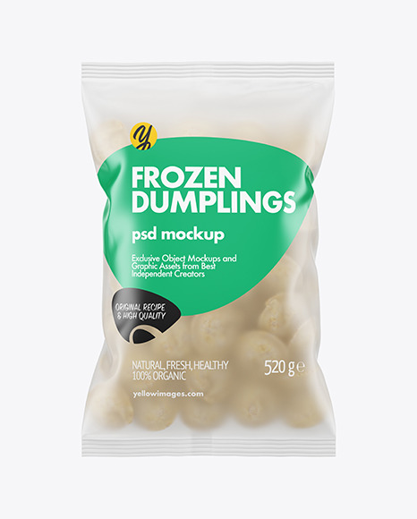 Frosted Plastic Bag With Dumplings Mockup - Free Download Images High