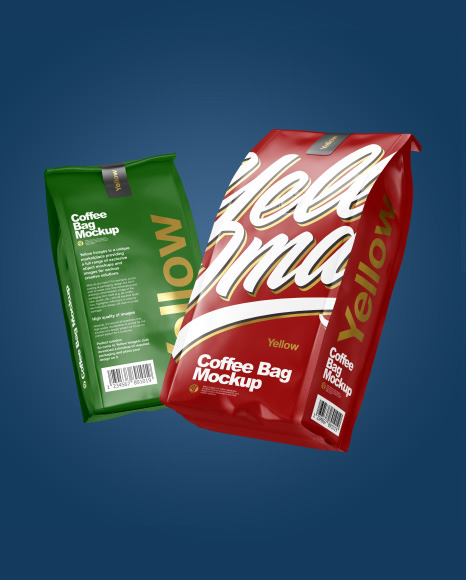 Two Matte Coffee Bag Packaging Mockup