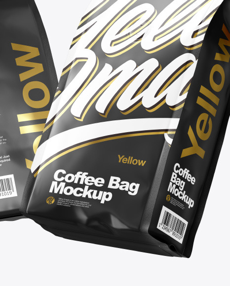 Two Matte Coffee Bag Packaging Mockup