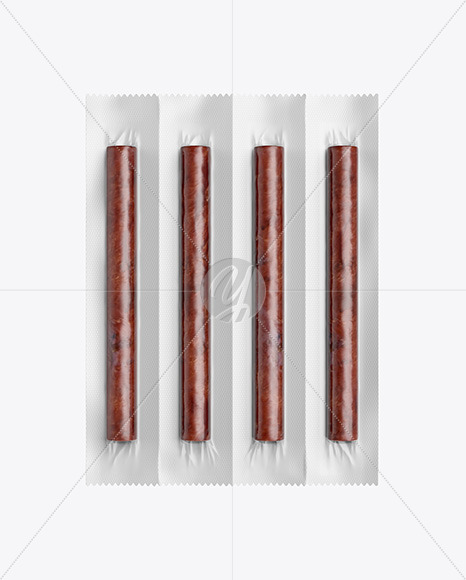 4 Snack Sticks W/ Glossy Film Mockup