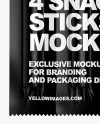 4 Snack Sticks W/ Glossy Film Mockup