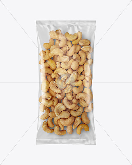 Clear Plastic Pack w/ Cashew Nuts Mockup