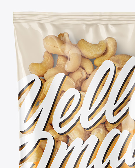 Clear Plastic Pack w/ Cashew Nuts Mockup