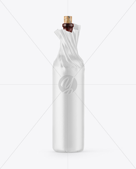 Wine Bottle in Matte Paper Wrap Mockup