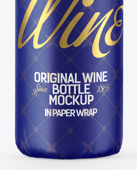 Wine Bottle in Matte Paper Wrap Mockup