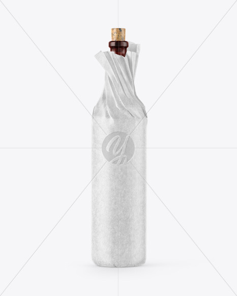 Wine Bottle in Kraft Paper Wrap Mockup