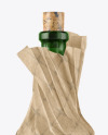 Wine Bottle in Kraft Paper Wrap Mockup